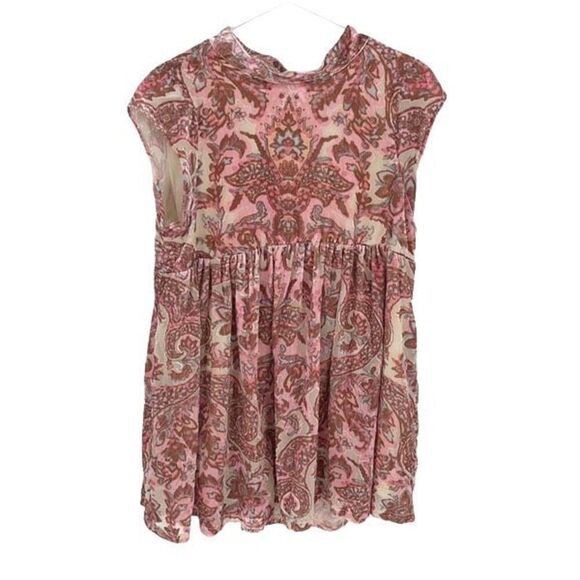 Free People Womens All the Time Velvet Babydoll Mini Dress Petal Combo Small NWT - Picture 3 of 13